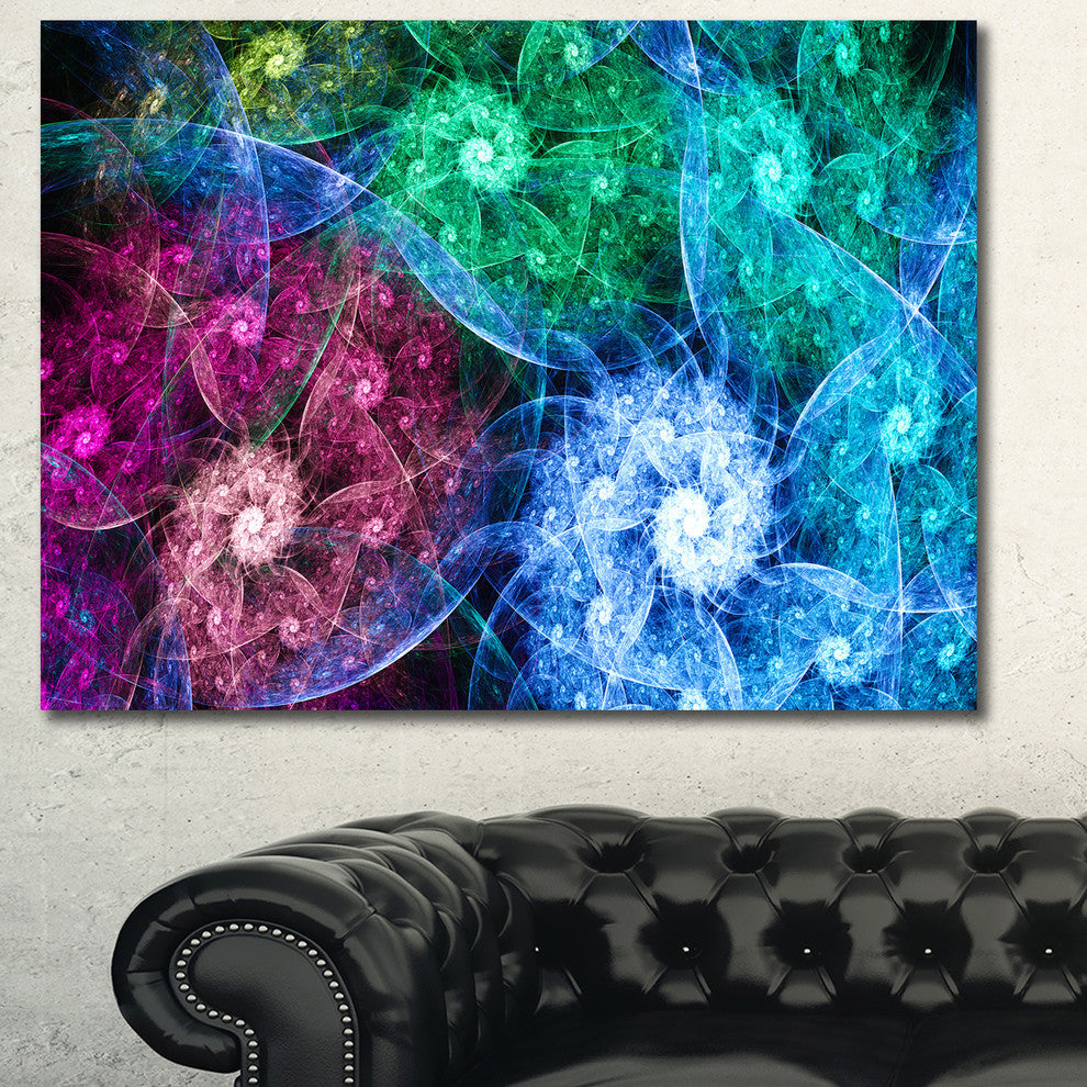 Multi Color Bright Exotic Flowers, Oversized Abstract Canvas Art Print, 60x40