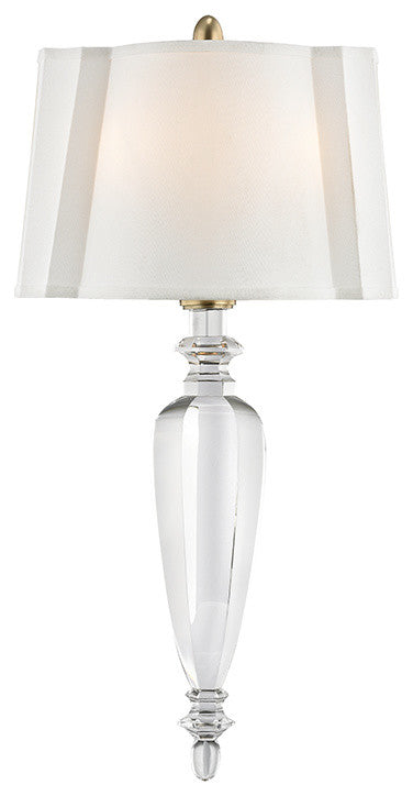 Tipton 2-Light Wall Sconce, Aged Brass Finish, Off White Linen Shade