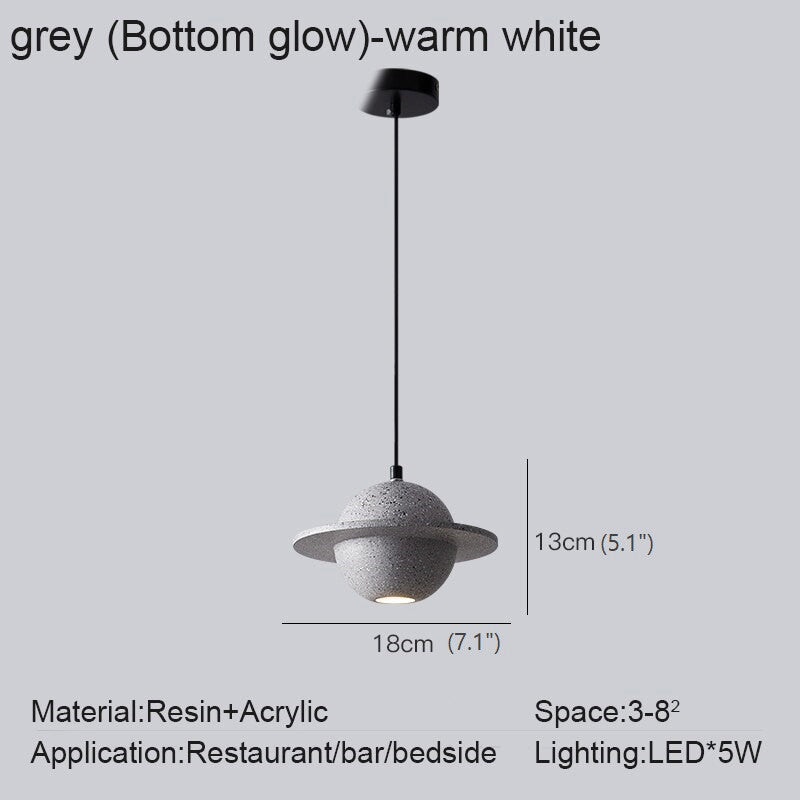 MIRODEMIÂ® Pierrefeu | Planet Saturn LED Industrial Decor Lighting, Grey Bottom Glow