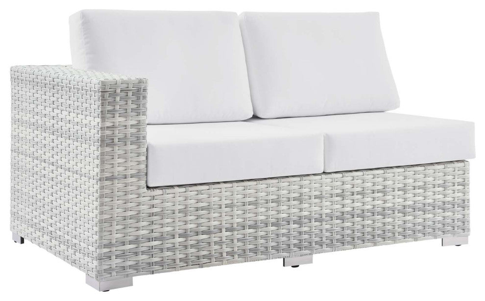 Lounge Sectional Sofa Chair Set, Rattan, Wicker, Gray White, Outdoor