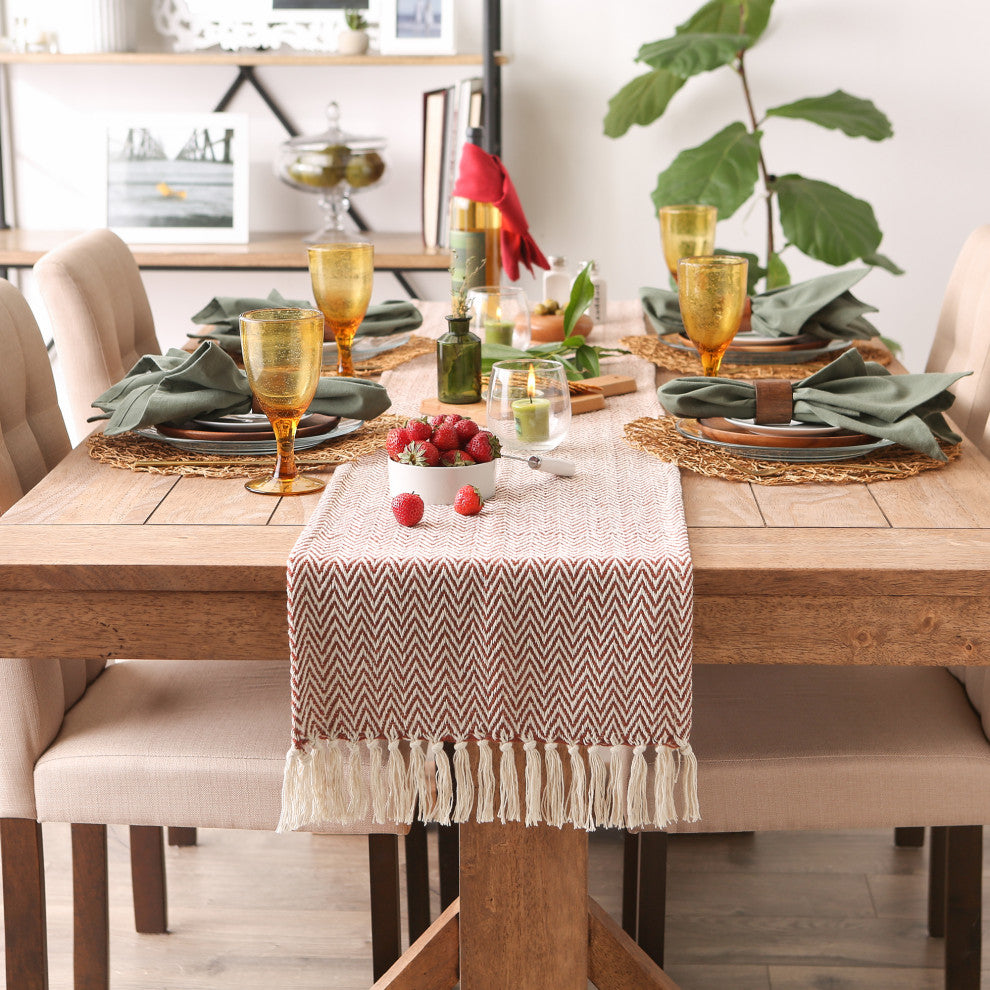 Cinnamon Chevron Handloom Table Runner 15x72
