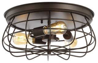 Calvia 15.7" 3-Light Farmhouse Metal Cage Flush Mount