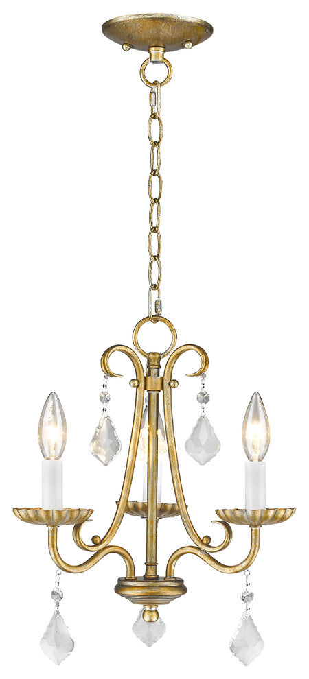 Daphne 3-Light Mini Chandelier, Antique Gold Leaf