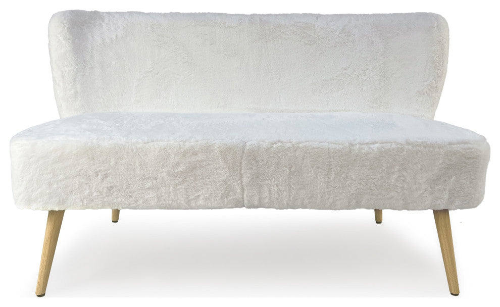 White Faux Fur Bench