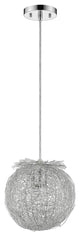 Distratto 1-Light Polished Chrome Pendant Enmeshed Aluminum Wire Shade (12")