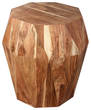 Bon 22" End Table Solid Acacia Wood Octagon Top Natural Brown Finish