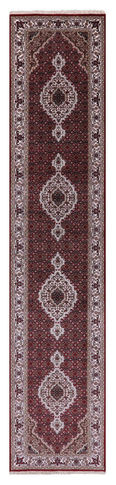 Persian Tabriz Hand-Knotted Wool & Silk Runner Rug 2' 7" X 12' 0" - Q13033