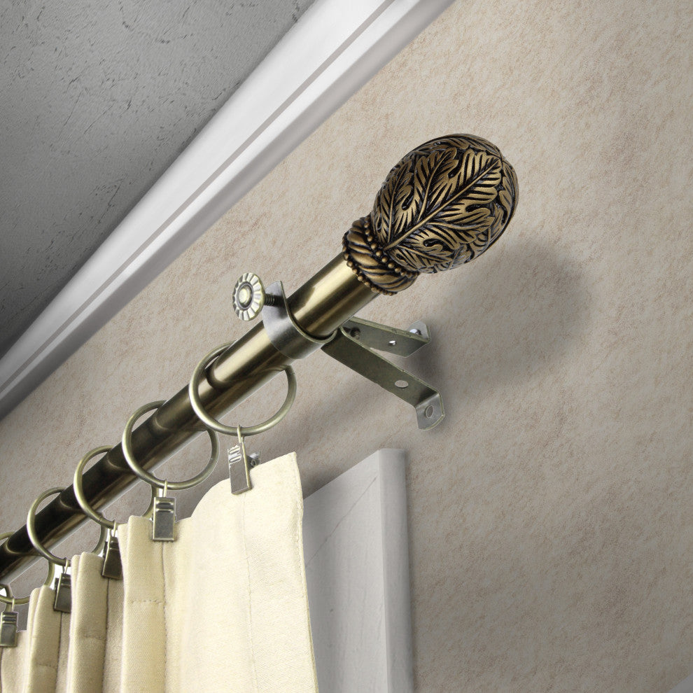 Verdant 13/16" Diameter Curtain Rod, Antique Brass, 18-28"