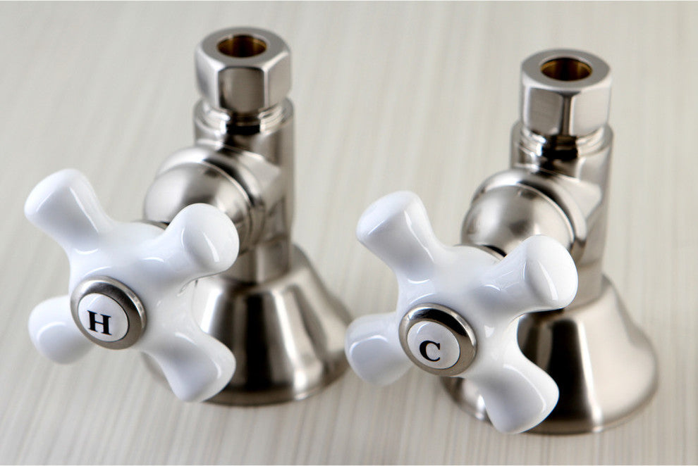 Kingston Brass Straight Stop Shut Off Valve, Brushed Nickel