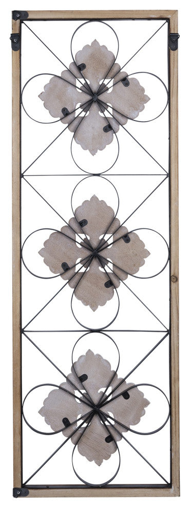 Framed Floral Print Scroll Wall Art