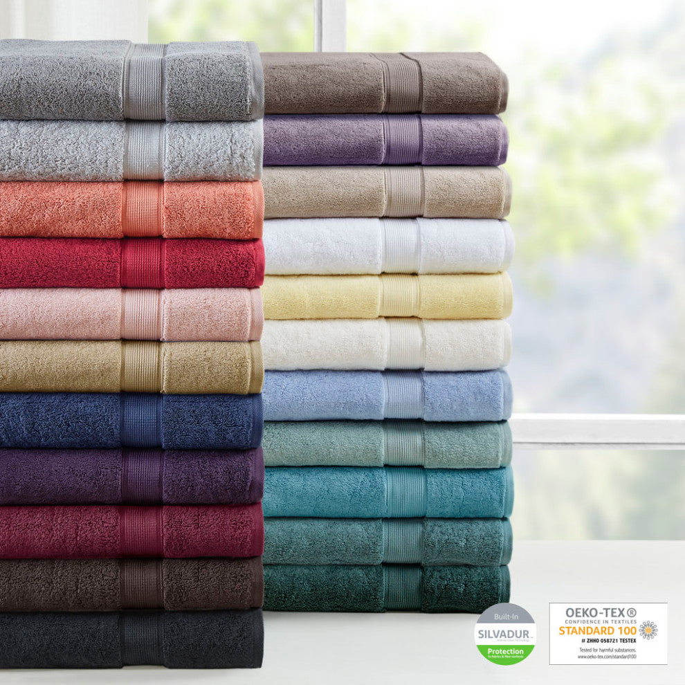 Madison Park Signature 800GSM Antibacterial 8-Piece Bathroom Towel Set, Purple