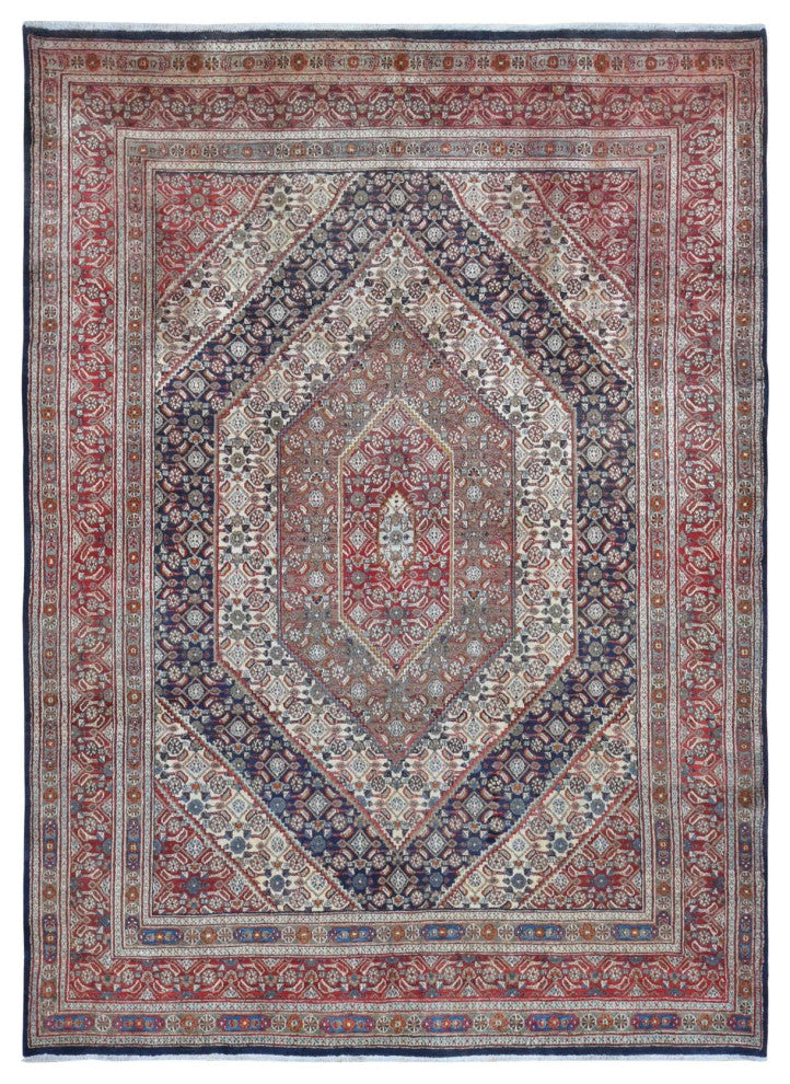 Cordovan Red Persian Geometric Design Wool Hand Knotted Oriental Rug 7'9"x10'10"