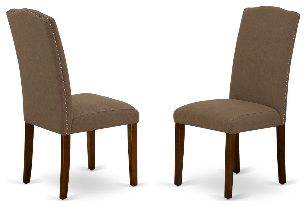 5Pc Rectangle 42/53.5" Dinette Table, 12 In Leaf, Four Parson Chair, Dark Coffee