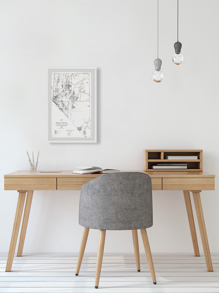 "Vintage Nevada Map" Framed Painting Print, 8x12