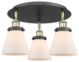 Cone-3 Light 18" Flush Mount-Black Antique Brass, Matte White Glass Shade