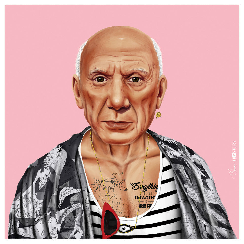 "Hip Pablo Picasso" Frameless Reverse Printed Tempered Art Glass Wall Art