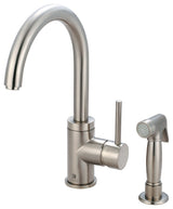 Motegi Single Handle Gooseneck Kitchen Faucet with Side Spray, Polished Chrome