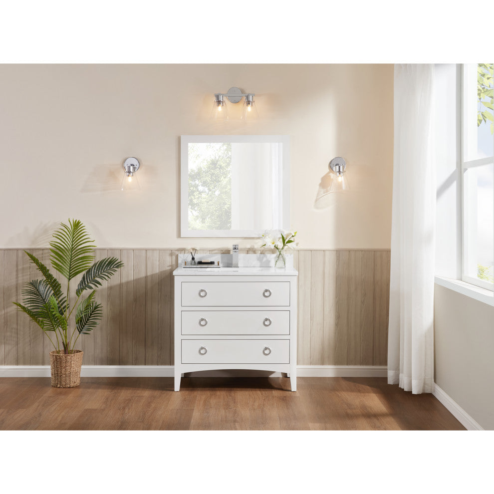 Legion Furniture WS2518 Series Bathroom Sink Vanity, White, 36", Artificial Stone Top, Single Sink