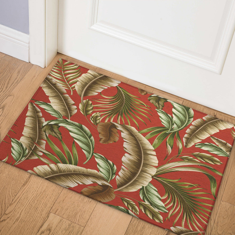 Indoor/Outdoor Tropics TC1 Paprika Machine Washable 1'8" x 2'6" Rug