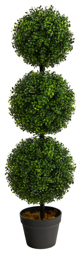 3' Boxwood Triple Ball Topiary Artificial Tree, Indoor/Outdoor