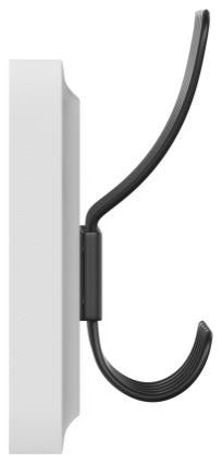 24 Inch Wall Mounted Solid Wood Storage Rack with 5 Hanging Hooks, White