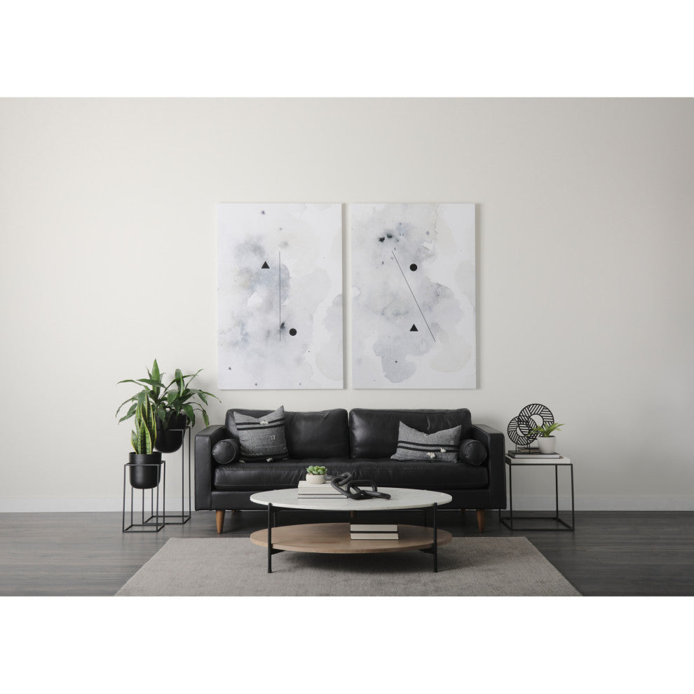 Svend 88Lx38Wx34H Black Leather Sofa