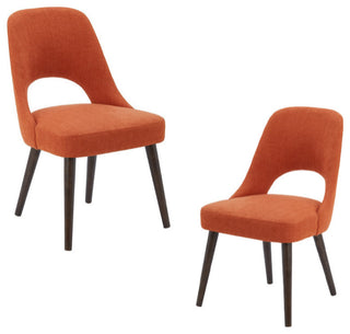 INK+IVY Transitional Dining Chairs Set of 2, Orange/Dark Brown