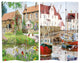 6' Tall Double Sided Country Village Canvas Room Divider