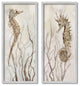 Enchanted Sea Horse Ocean Algae Marine Life Painting, 2pc, each 10 x 24