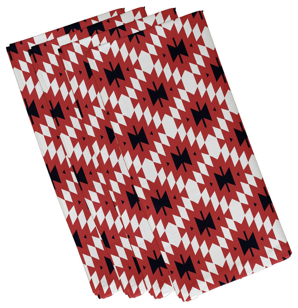 Jodhpur Kilim 2, Geometric Print Napkin, Coral, Set of 4