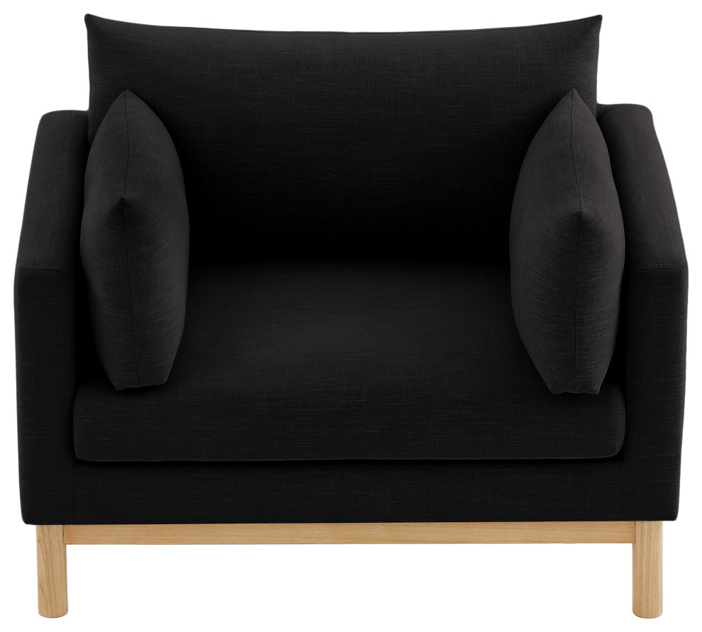 Langham Linen Textured Fabric Upholstered Chair, Black