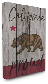 'California Proud Typography', Stretched Canvas, 24"x1.5"x30"