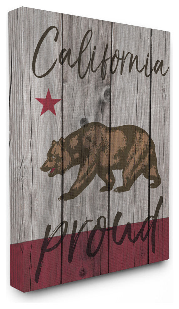 'California Proud Typography', Stretched Canvas, 24"x1.5"x30"