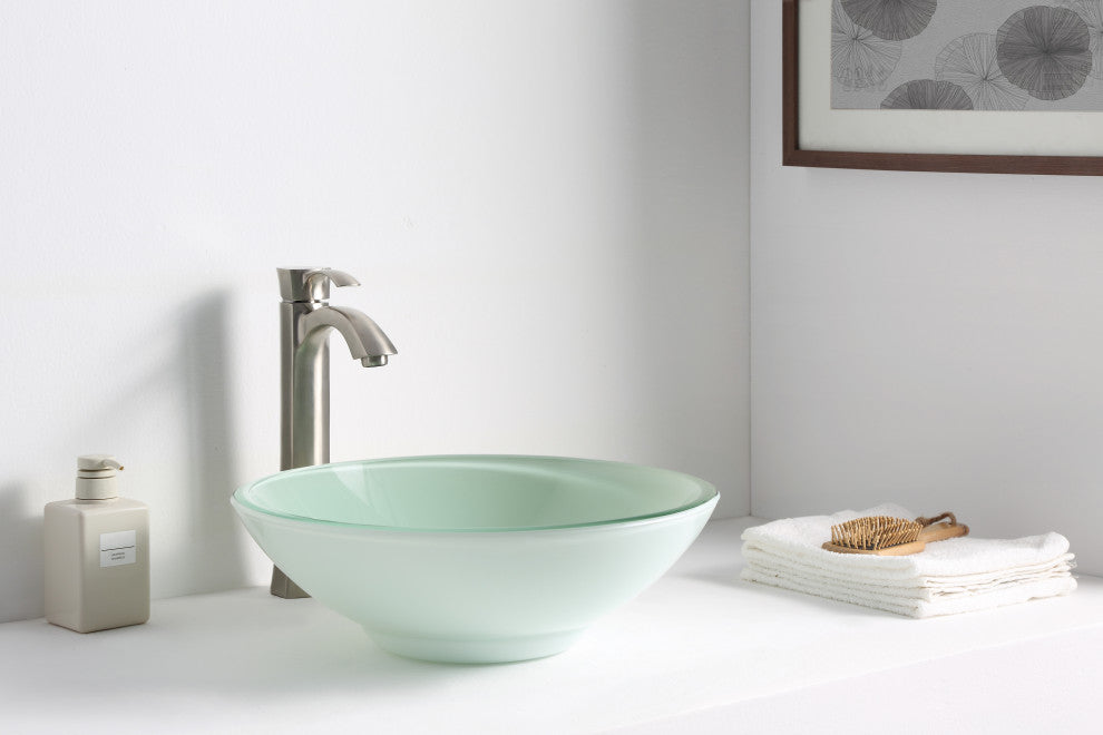 ANZZI Raider Series Tempered Glass Bathroom Vessel Sink