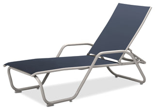 Gardenella Sling 4-Position Chaise, Textured White, Augustine Denim