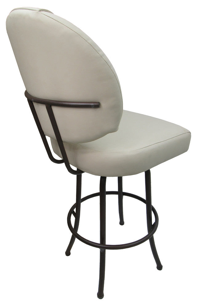 Swivel Counter Bar Stool, Ocean Beige Vinyl, Brown Metal Frame, 26"