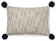 Beige and Midnight Pom Pom Lumbar Accent Pillow Cover
