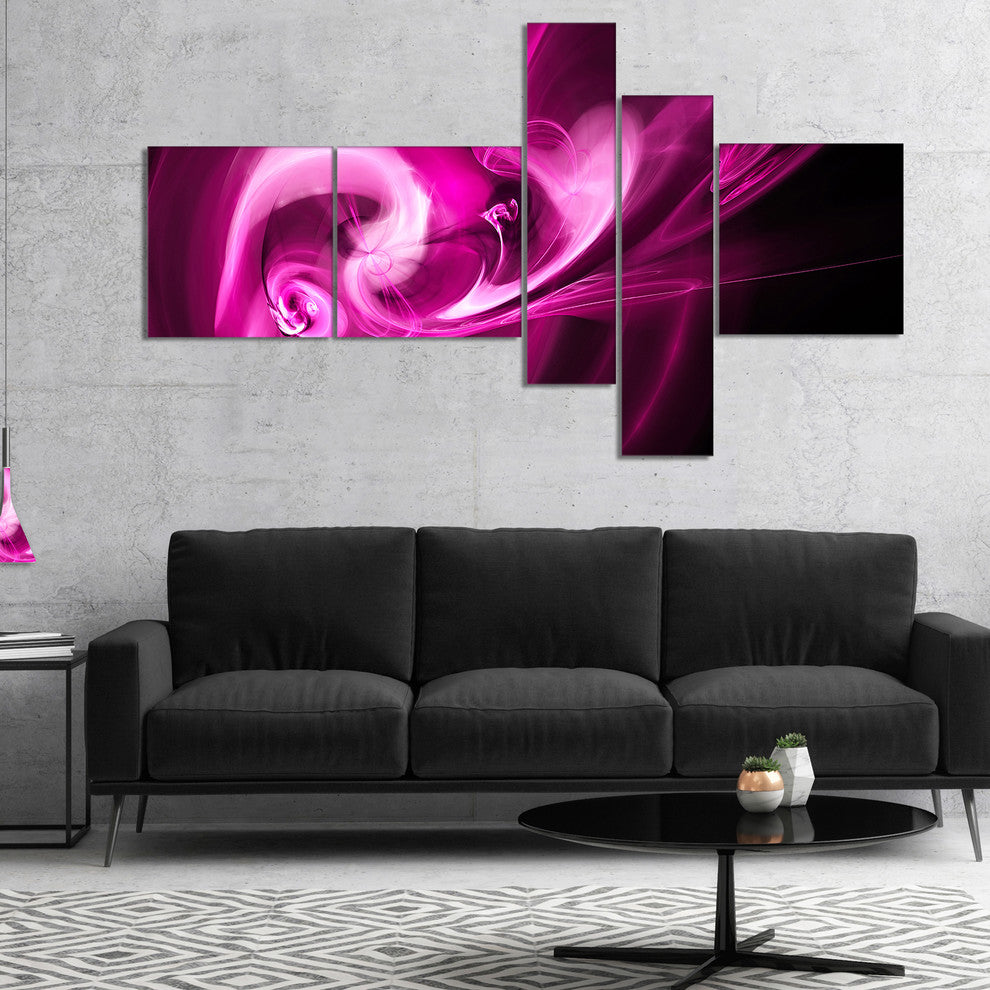 Colored Smoke Spiral Purple, Abstract Canvas art print, 60"x32", 5 panels