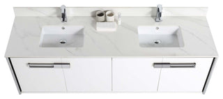 Oakville Wall Mount Bathroom Vanity, White Matte, 72", Chrome Hardware