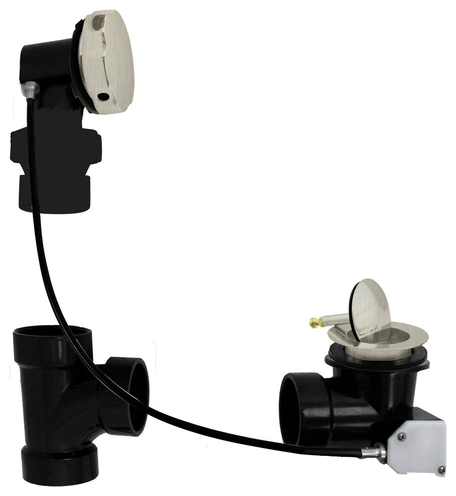 Sch. 40 ABS 27" Cable Drive Bath Waste - Ball Joint Head In Satin Nickel