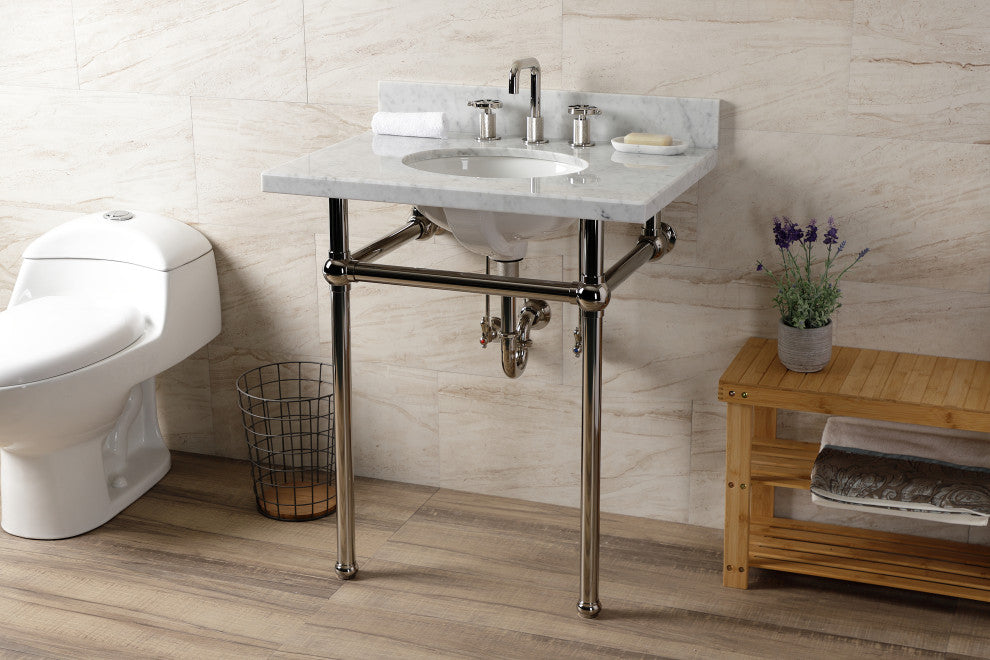 KVBH3022M86 30" Console Sink with Brass Legs (8-Inch, 3 Hole)