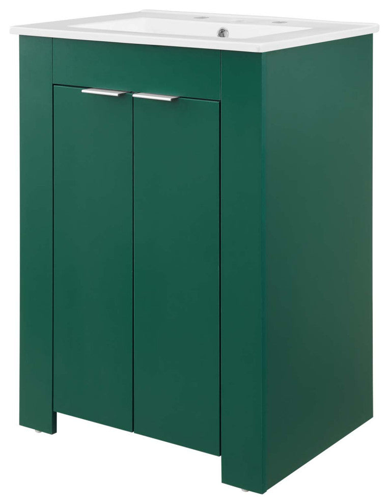 Sink Vanity Cabinet, Melamine, Green White, Modern, Hotel Bedroom Bathroom