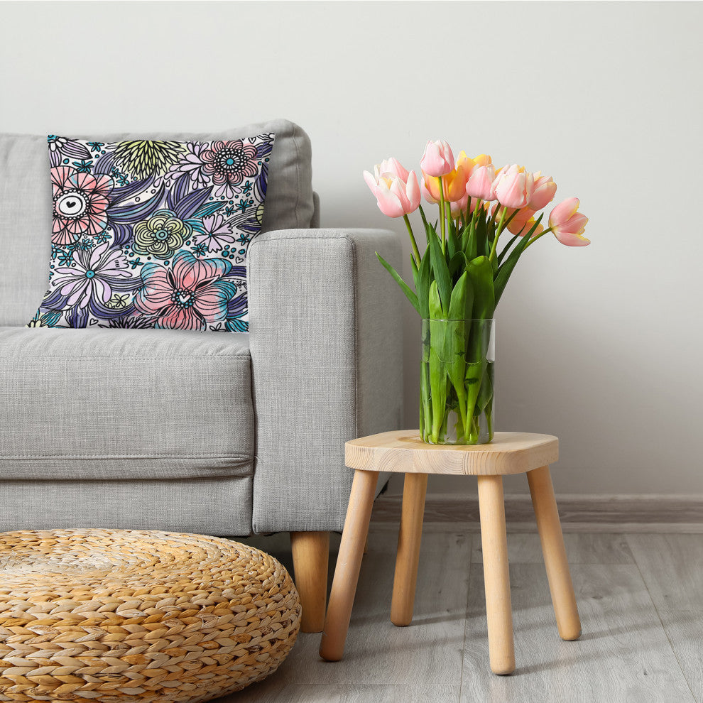 Flower Melange Decorative Throw Pillow, Explorer Blue, 16"x16"