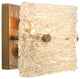 Swan Curved Glass Sconce, Small, Clear Textured Glass and Antique Brass Metal