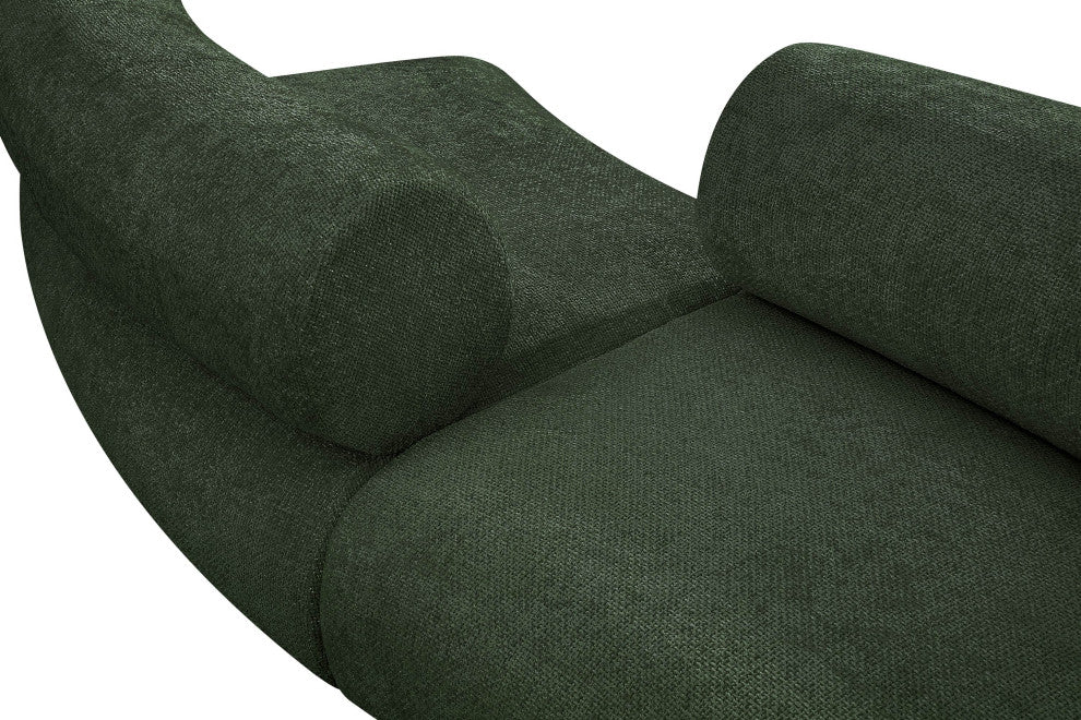 Bale Cream Chenille Fabric Modular Sofa, Green, 4-Piece, S-Shaped
