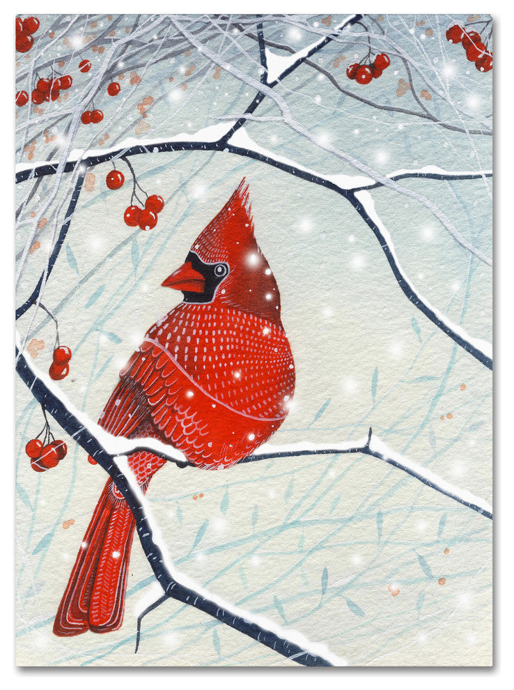 Michelle Campbell 'Red Cardinal x mas Card' Canvas Art, 35" x 47"