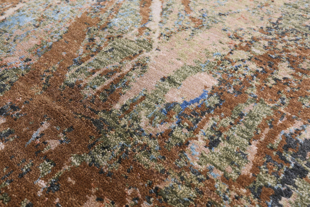 6' 1" X 9' 2" Wool and Silk Modern Handmade Rug Q8890