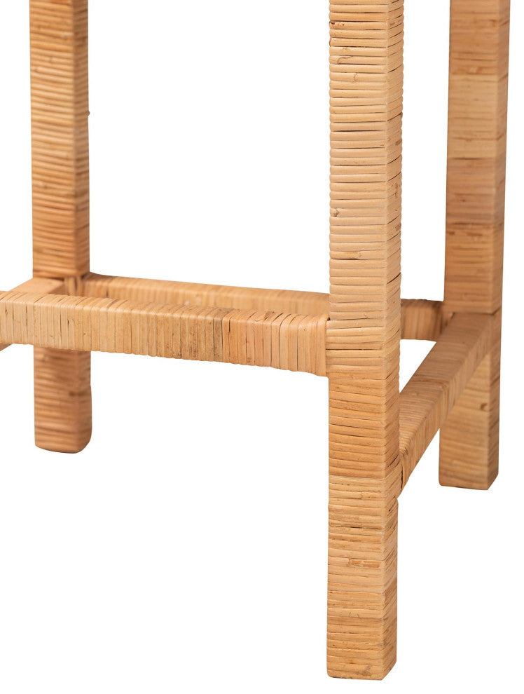 Sigurd Rattan and Mahogany, Bar Stool