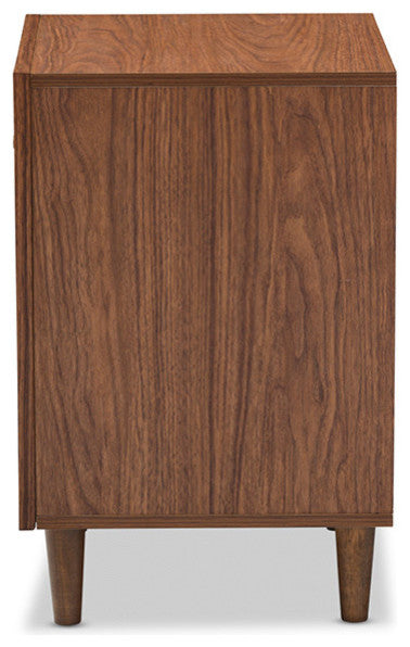 Harlow Mid-Century White and Walnut Wood 1-Drawer/1-Door Nightstand