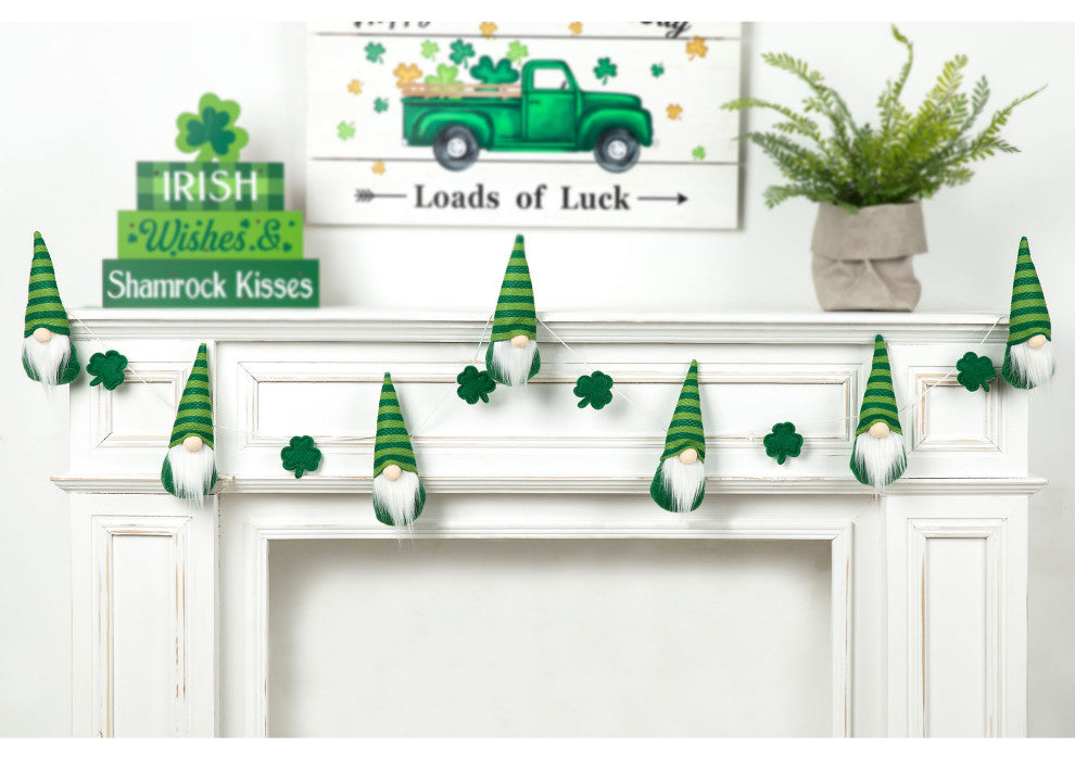 6' Fabric St. Patrick's Gnomes and Shamrocks Garland